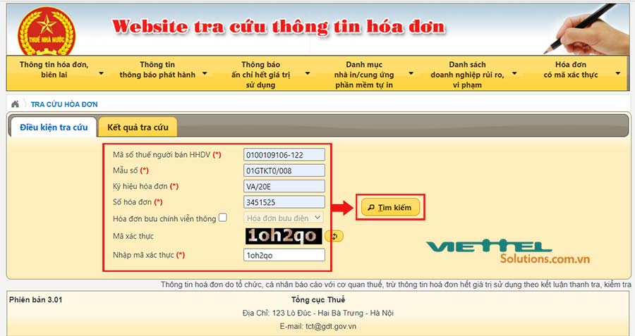 Nhập nội dung để tra cứu hóa đơn điện tử