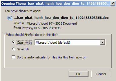 Cửa sổ tải file thông báo phát hành