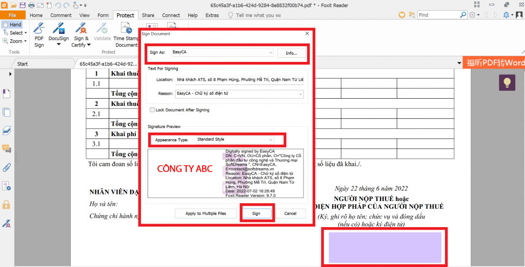 Hướng dẫn ký chữ ký số trên file pdf