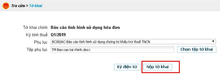 Hướng dẫn nộp phụ lục trên thuế điện tử